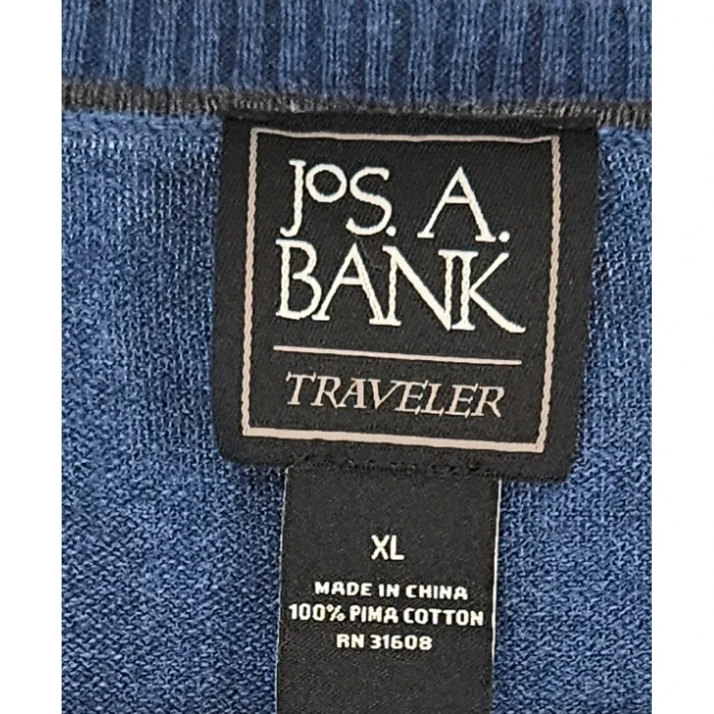 Jos. A. Bank Pima Cotton Sweater Vest Mens XL Blue Office Preppy Winter Layering